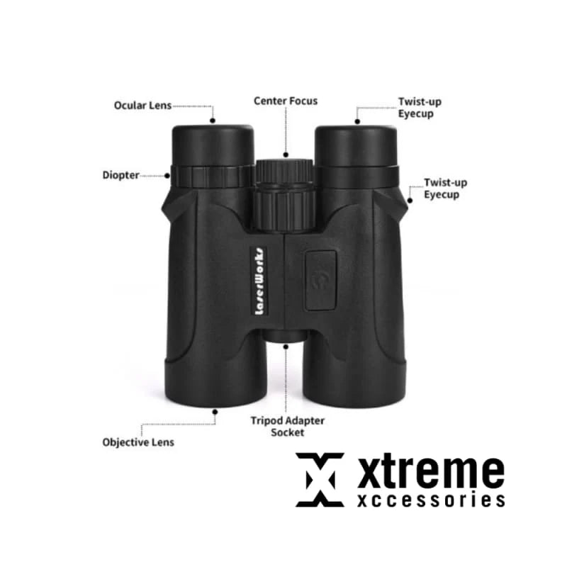 LaserWorks Rangefinder Binoculars TD1300 with 8x magnification and 21mm objective lenses