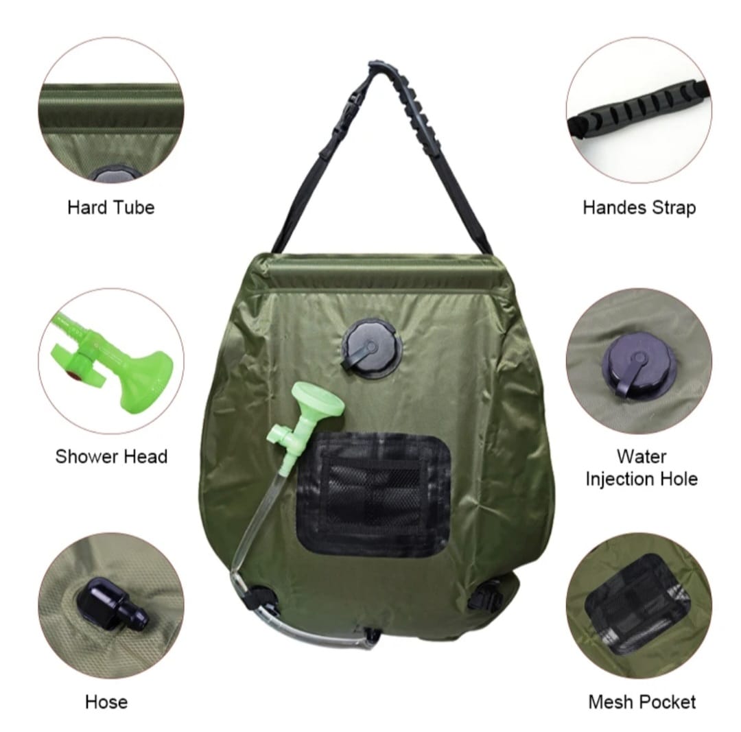 Camping Shower Solar Bath Shower Heating Water Bag Camping Hiking Travel