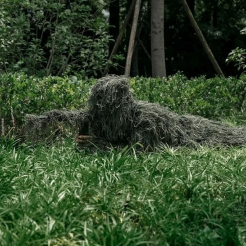 3D Grass Style Green Forest Ghillie Suit Sniper Tactical Paintball Game Camouflage Hunting Cloth Halloween Costume